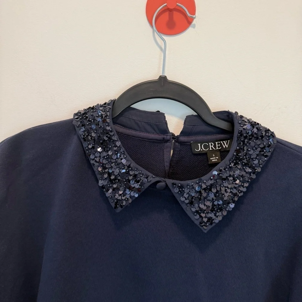 J crew Crewneck sweatshirt with crystal-embellished collar size S